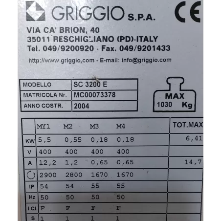 SCIE À FORMAT AVEC INCISEUR & CHARIOT 3,80M - GRIGGIO SC 3200E